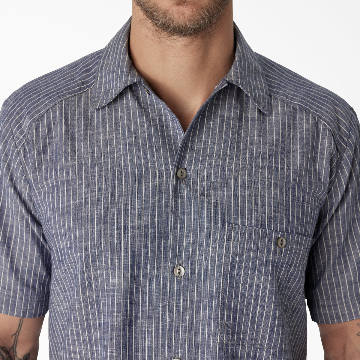 Dickies Dickies 1922 Short Sleeve Striped Chambray Shirt - Blue Chambray (BLC)