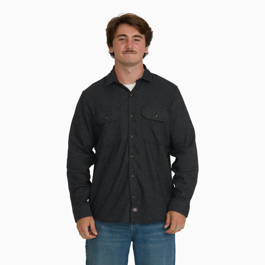 Dickies Long Sleeve Flannel Work Shirt - Charcoal (0CH)