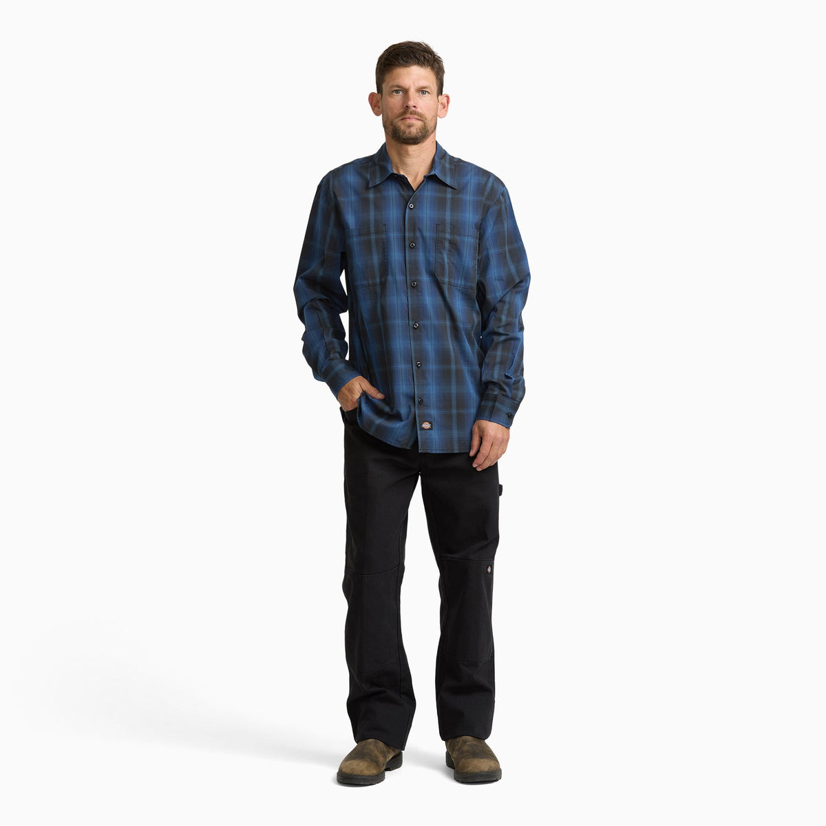 Dickies Long Sleeve Plaid Work Shirt - PEACOAT (A65)