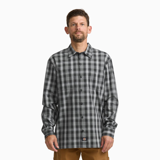 Dickies Long Sleeve Plaid Work Shirt - Black (BLK)