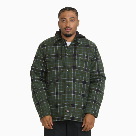 Dickies Insulated Plaid Hooded Shirt Jacket - Tactical Green (0GC)