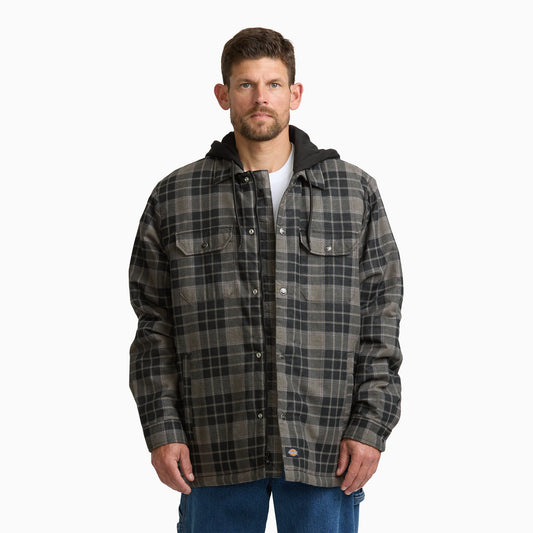 Dickies Insulated Plaid Hooded Shirt Jacket - Black