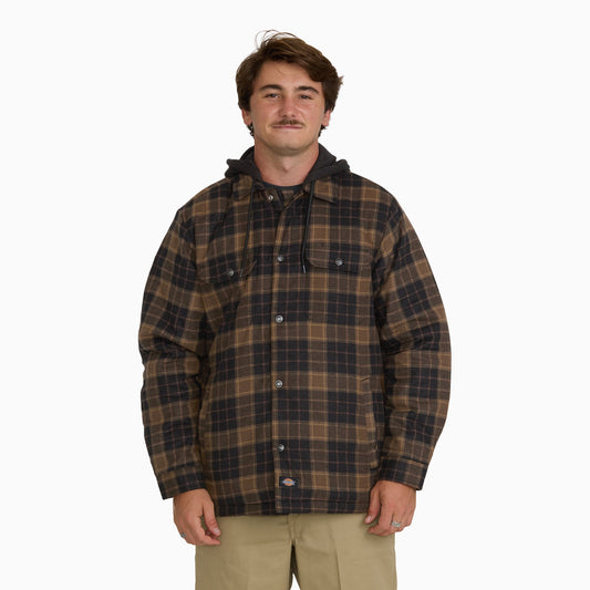 Dickies Insulated Hooded Plaid Shirt Jacket - TOBACCO (TB0)