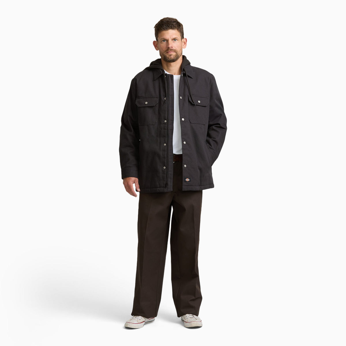 Dickies Insulated Duck Hooded  Shirt Jacket - Black