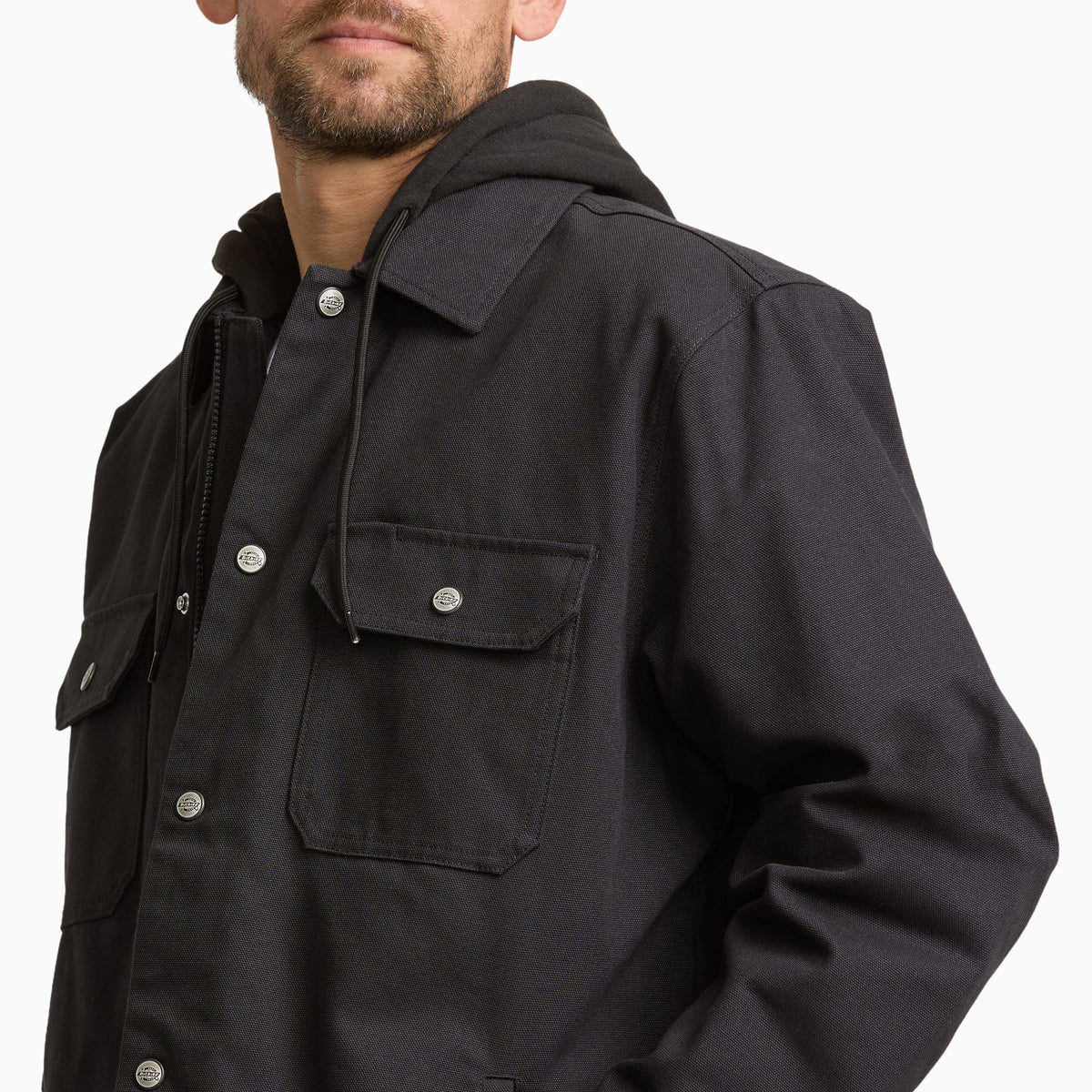 Dickies Insulated Duck Hooded  Shirt Jacket - Black