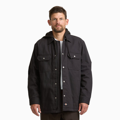 Dickies Insulated Duck Hooded  Shirt Jacket - Black