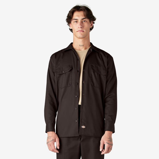 Dickies Long Sleeve Work Shirt - Dark Brown (DB)