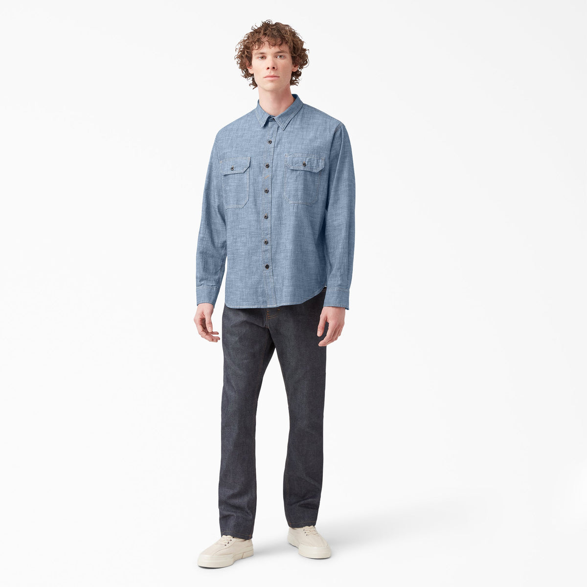 Dickies Dickies 1922 Long Sleeve Work Shirt - Rinsed Blue Chambray (RBLC)