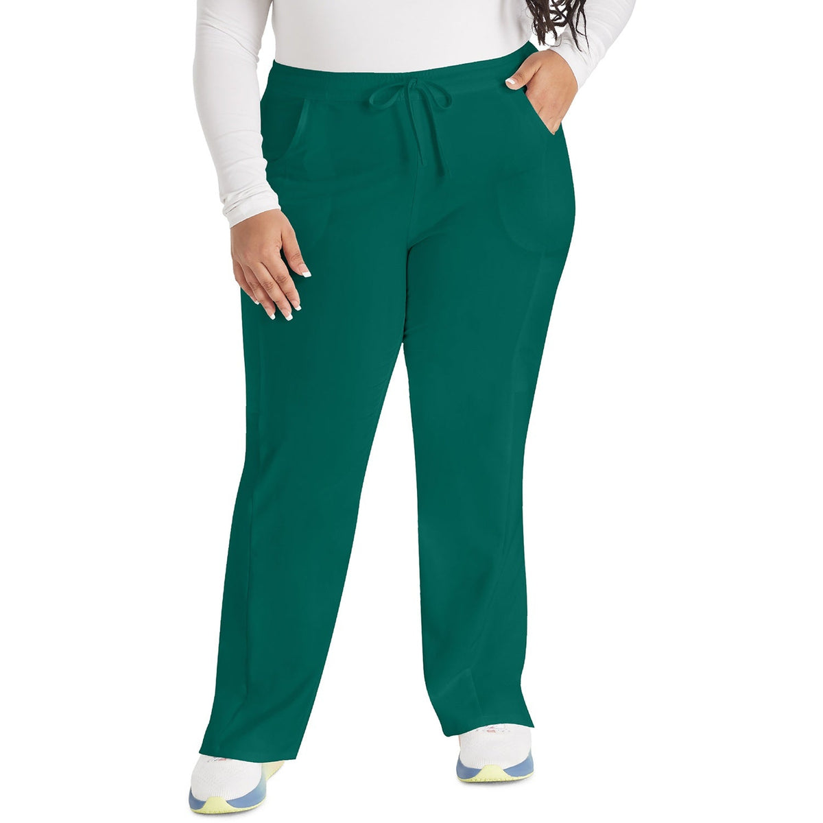 Dickies Women's EDS Essentials Mid Rise Straight Leg Drawstring Scrub Pant - Hunter Green (GH)