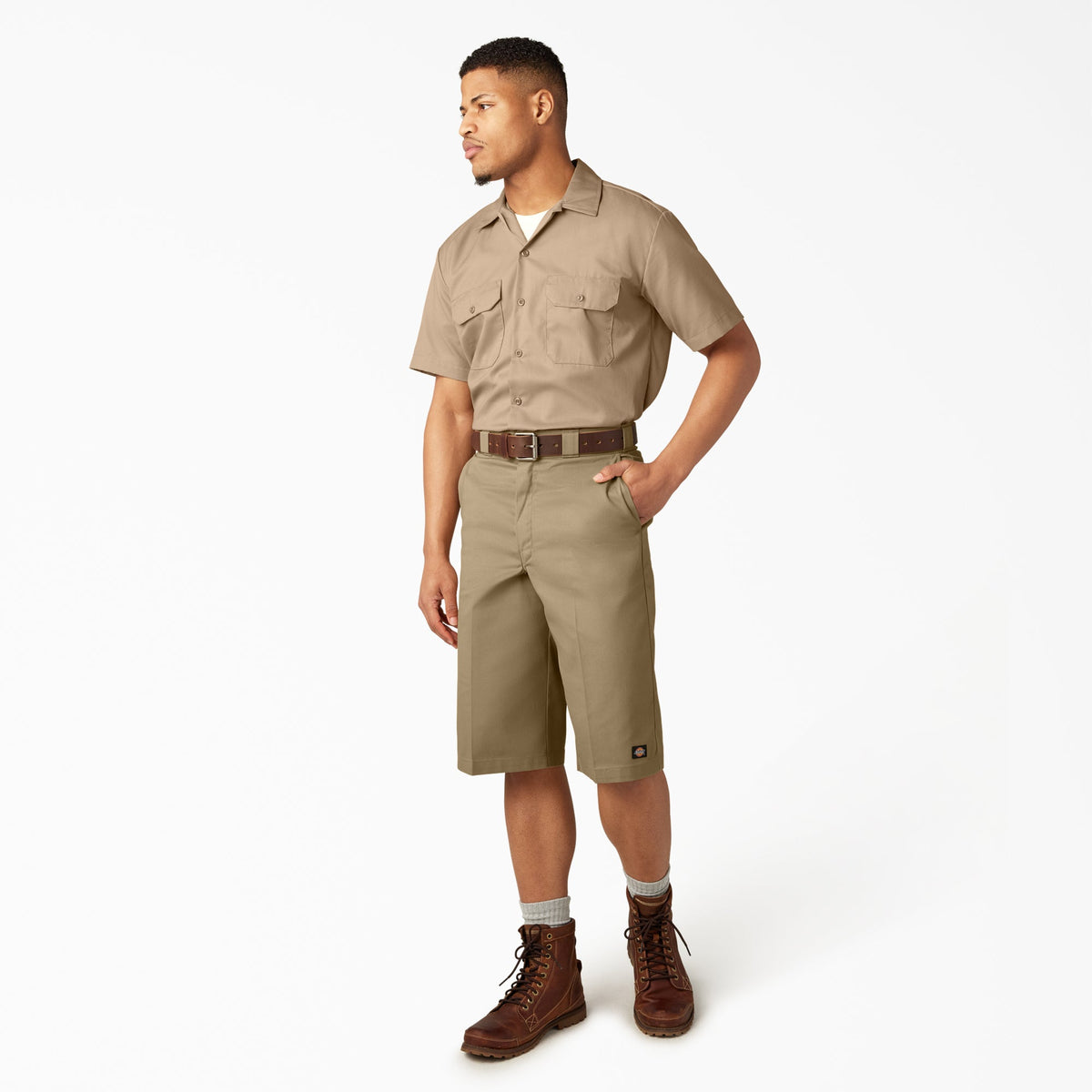 Dickies Loose Fit Multi-Use Pocket Work Shorts, 15" - Khaki (KH)