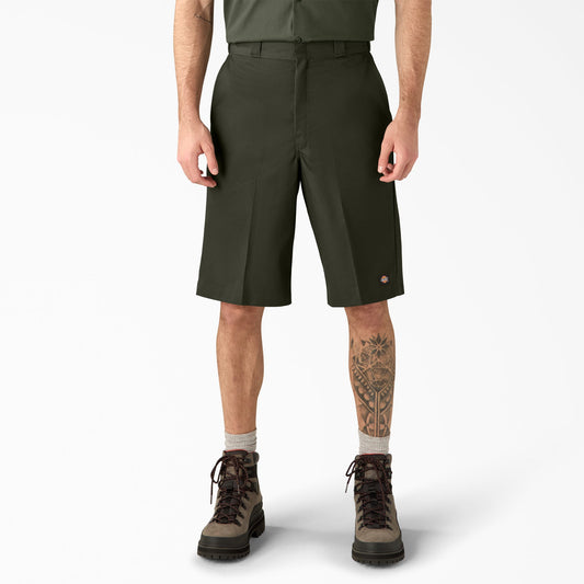 Dickies Loose Fit Flat Front Work Shorts, 13" - Olive Green (OG)