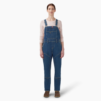 Dickies Women's Double Front Bib Overalls - Dark Stonewashed Denim (DS4)