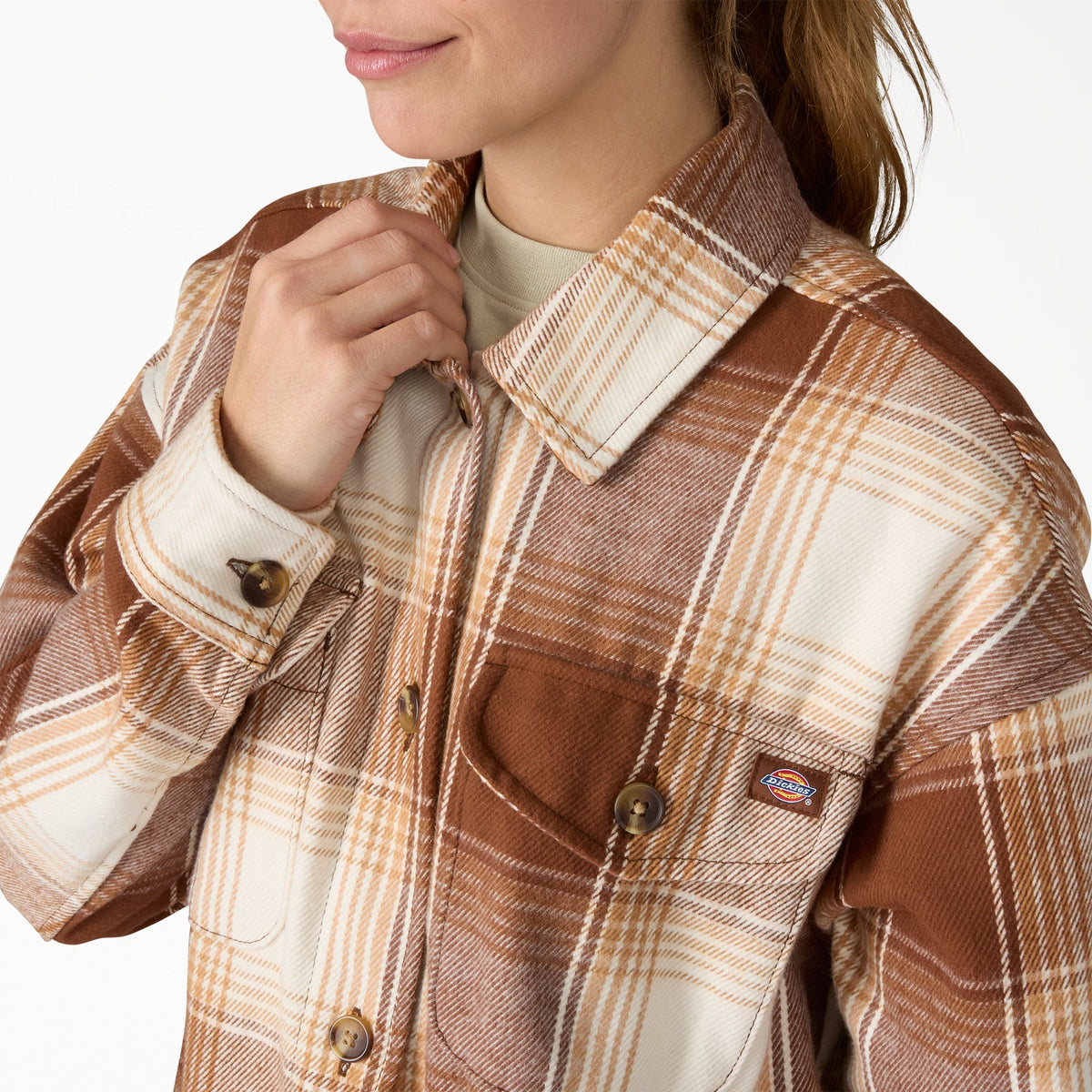 Dickies Women's Flannel Shacket - Cappuccino (K47)