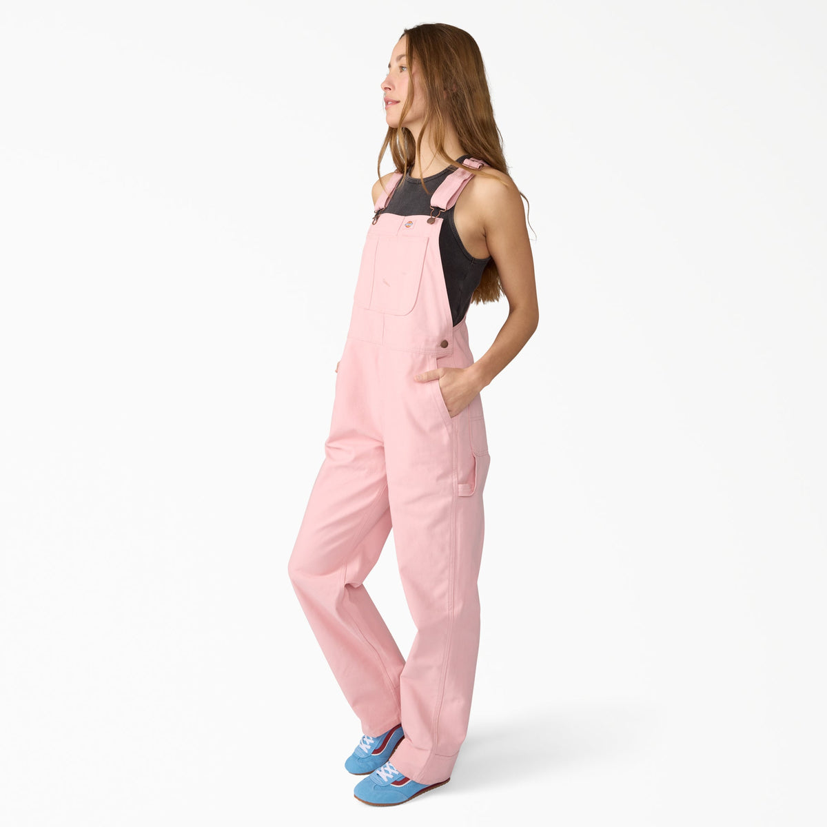 Dickies Women’s Relaxed Fit Bib Overalls - Bridal Rose (L47)