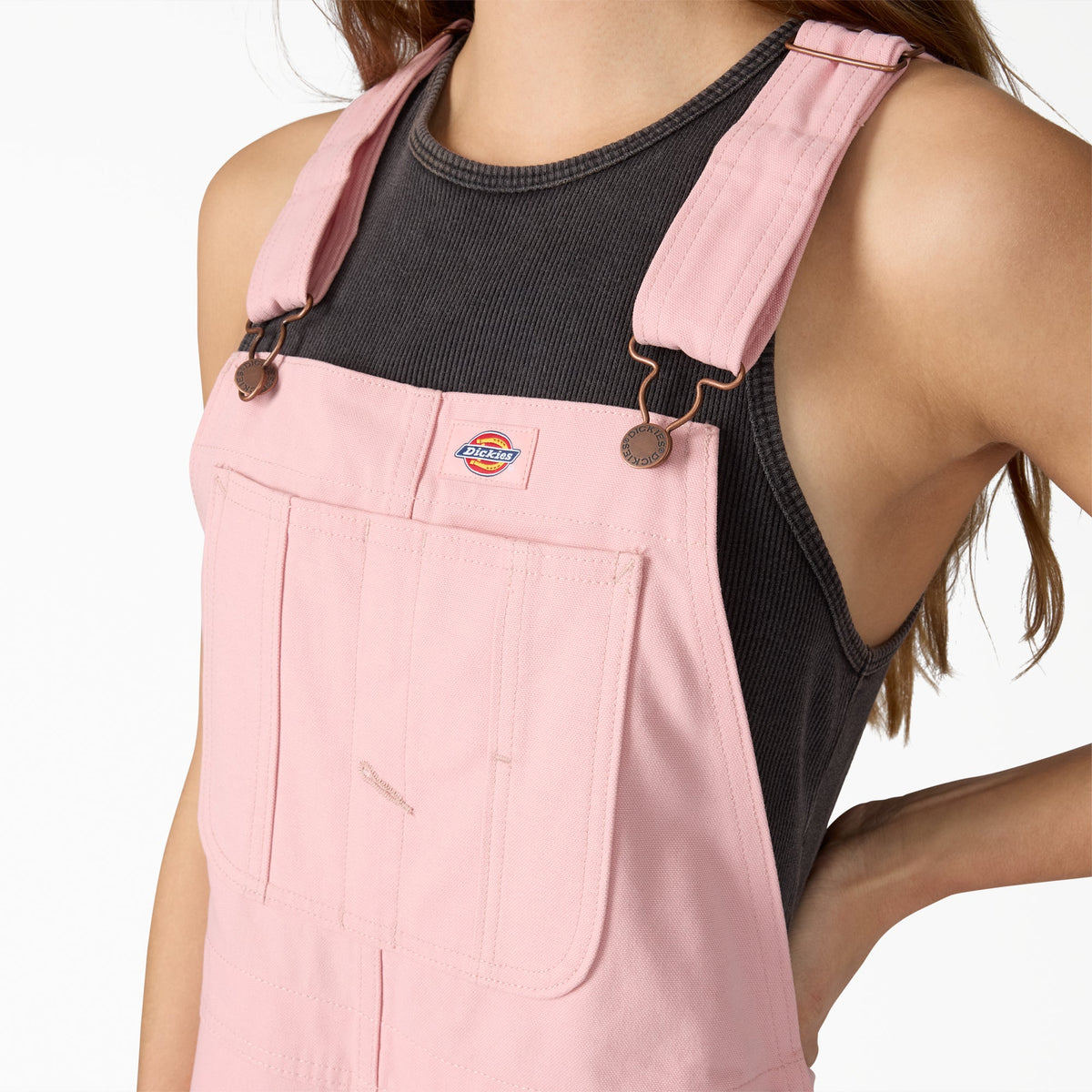 Dickies Women’s Relaxed Fit Bib Overalls - Bridal Rose (L47)