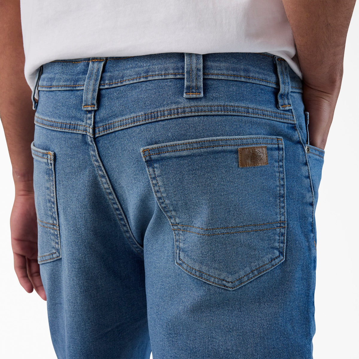 Dickies FLEX 5-Pocket Denim Shorts, 11" - Light Denim Wash (LWI)