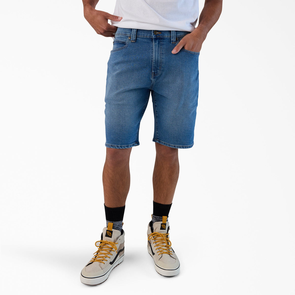 Dickies FLEX 5-Pocket Denim Shorts, 11" - Light Denim Wash (LWI)