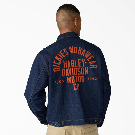 Dickies Dickies x Harley-Davidson® Boxy Fit Embroidered Denim Jacket - Rinsed Indigo Blue (RNB)