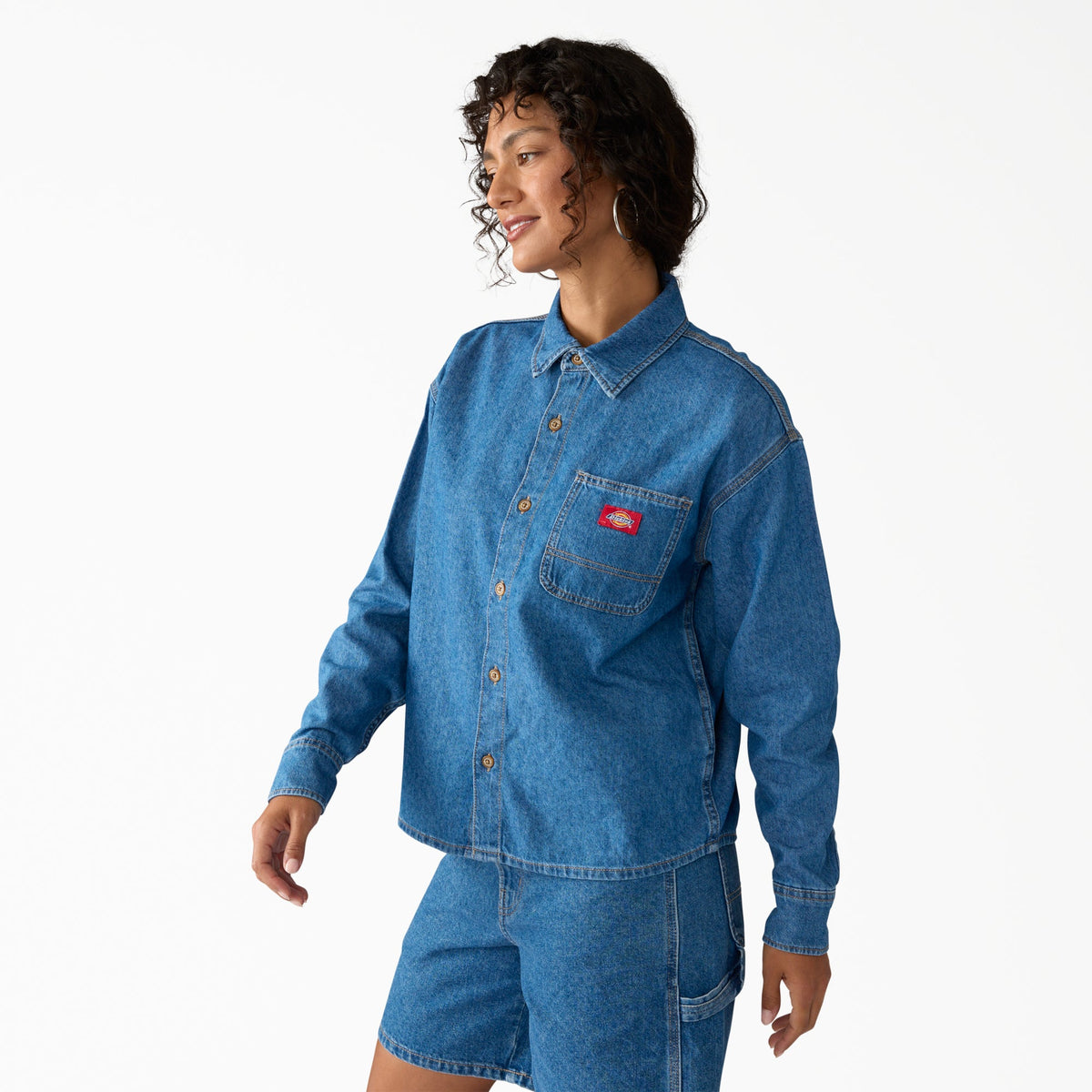 Dickies Women's Lightweight Long Sleeve Denim Shirt - CLASSIC BLUE (CLB)