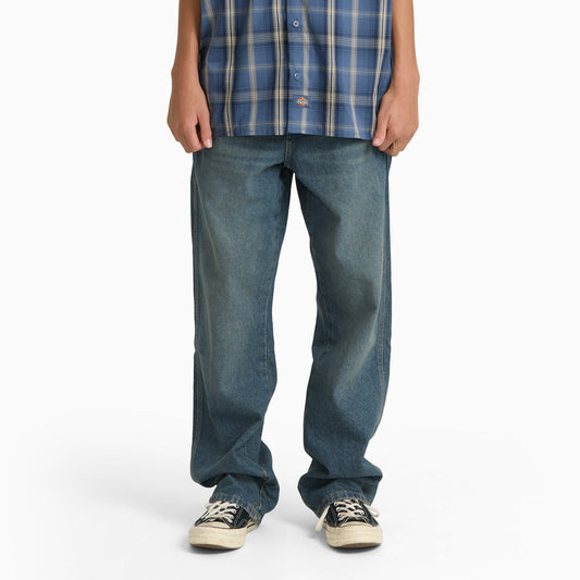 Dickies 954 Relaxed Straight Work Jeans - Khaki Tinted Blue (L23)