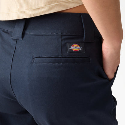 Dickies Women's Super Flex Flat Front Shorts, 9" - Dark Navy (0DN)