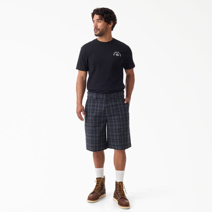 Dickies Plaid Work Shorts, 11" - Black (BLK)