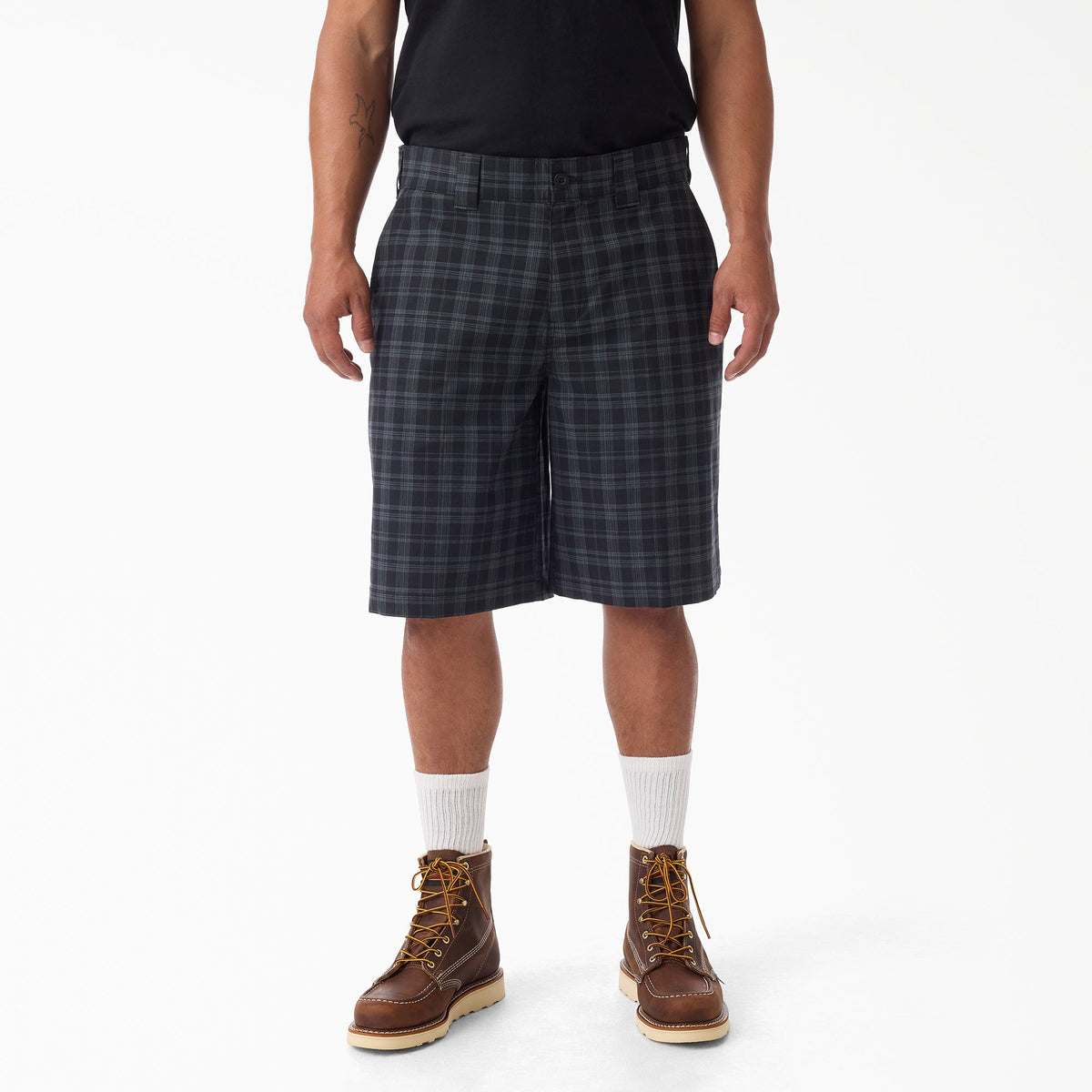 Dickies Plaid Work Shorts, 11" - Black (BLK)