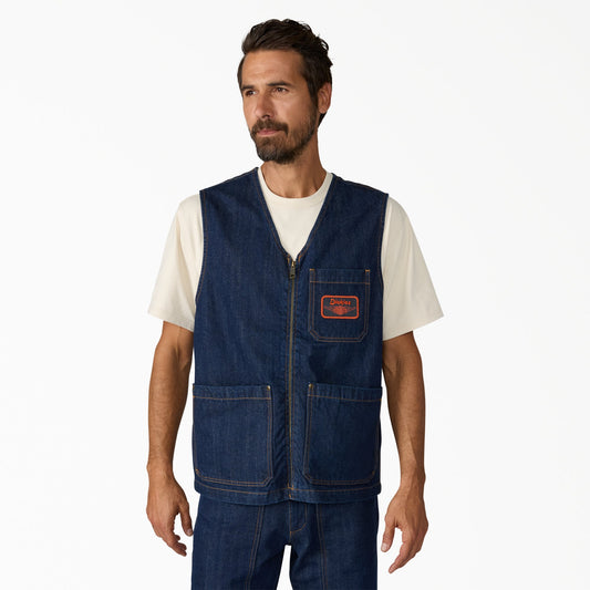 Dickies Dickies x Harley-Davidson® Denim Zip-Up Vest - Rinsed Indigo Blue (RNB)