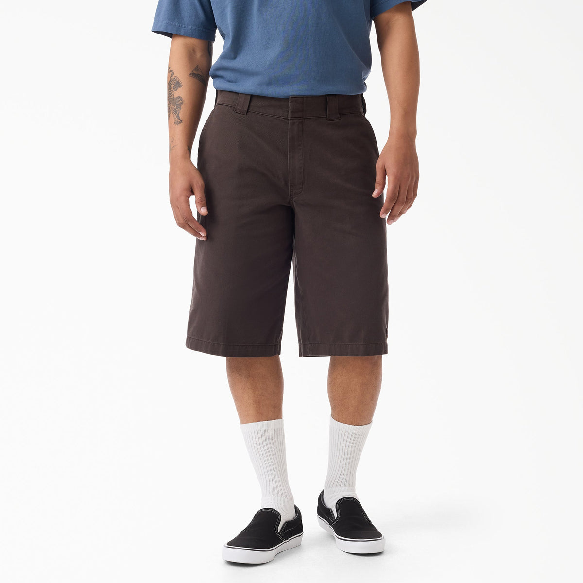 Dickies Worn In Loose Work Shorts, 13" - Dark Brown (0DB)