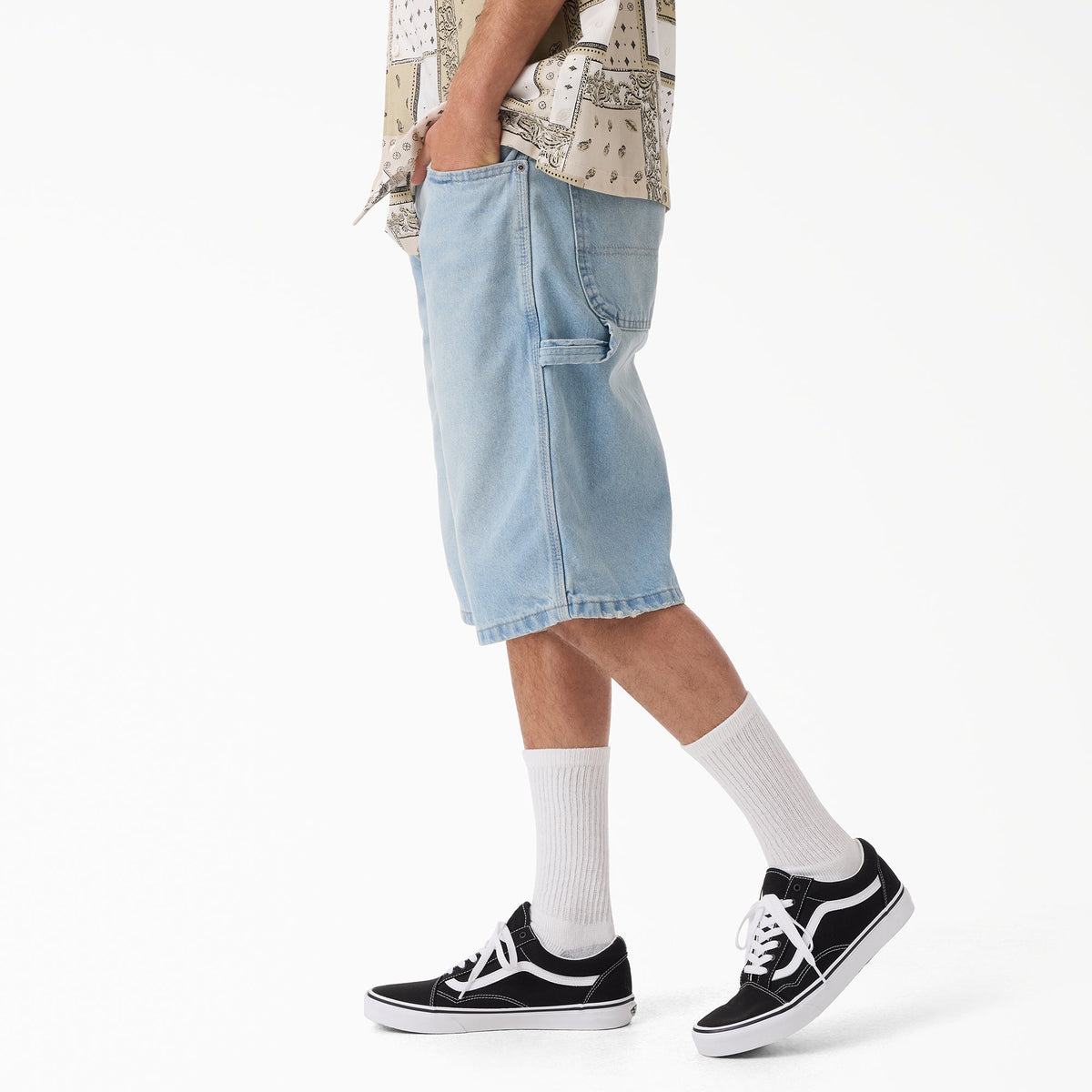 Dickies Worn In Relaxed Carpenter Denim Shorts, 13" - Light Wash (J77)