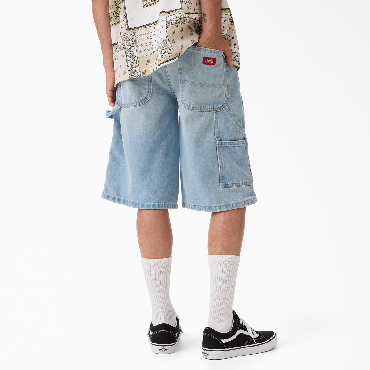 Dickies Worn In Relaxed Carpenter Denim Shorts, 13" - Light Wash (J77)