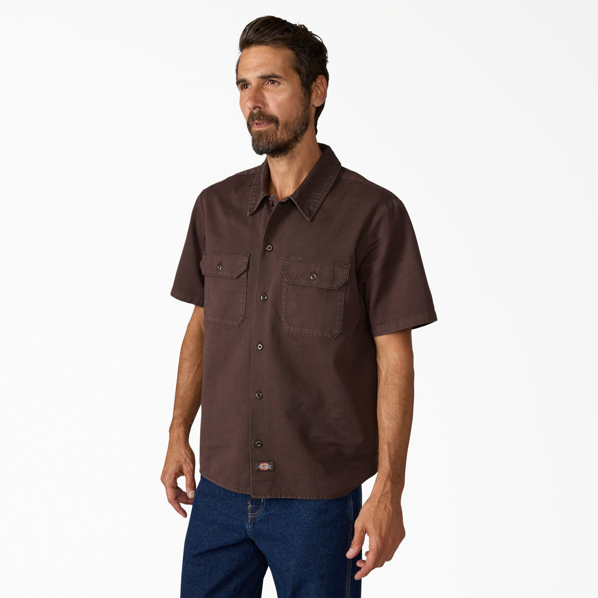 Dickies Worn In Solid Work Shirt - Brown Duck (0BD)