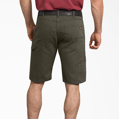Dickies FLEX Regular Fit Duck Carpenter Shorts, 11" - Stonewashed Moss Green (SMS)