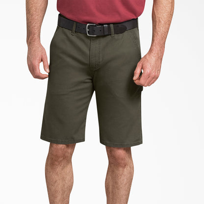 Dickies FLEX Regular Fit Duck Carpenter Shorts, 11" - Stonewashed Moss Green (SMS)