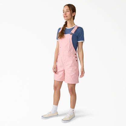 Dickies Women's Relaxed Fit Bib Shortalls, 7" - Bridal Rose (L47)