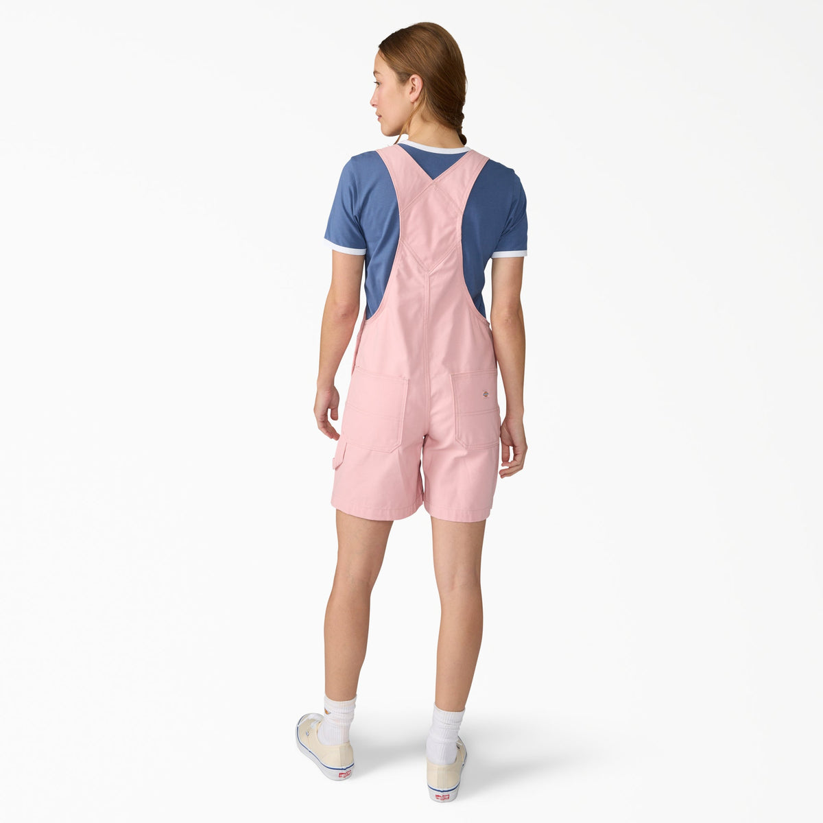 Dickies Women's Relaxed Fit Bib Shortalls, 7" - Bridal Rose (L47)