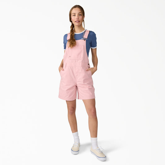 Dickies Women's Relaxed Fit Bib Shortalls, 7" - Bridal Rose (L47)
