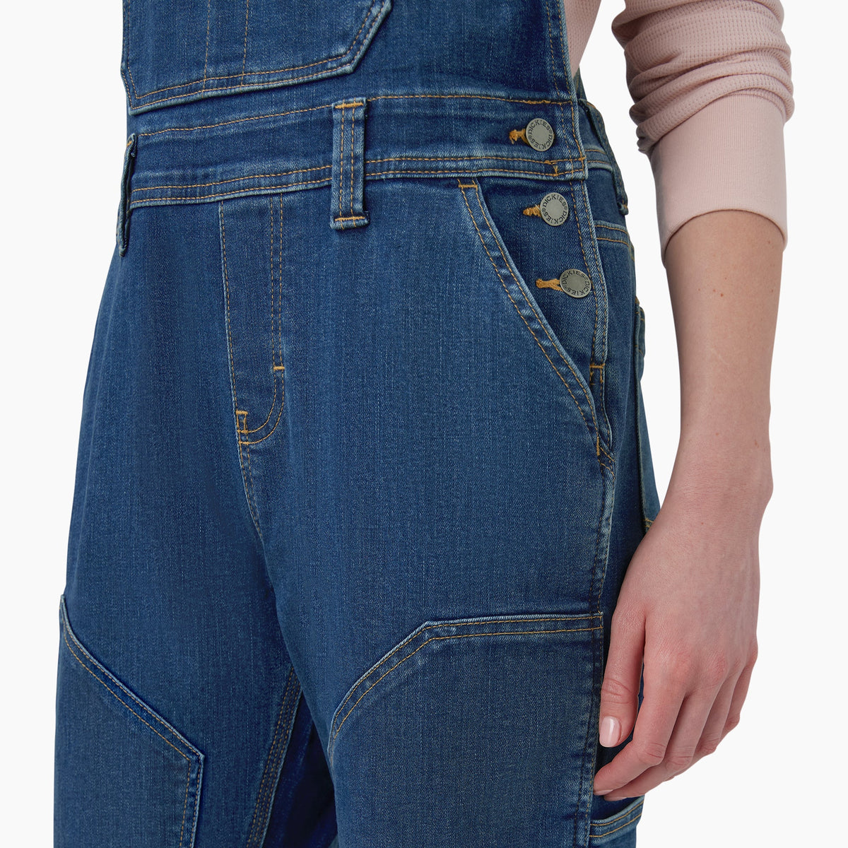 Dickies Women's Double Front Bib Overalls - Dark Stonewashed Denim (DS4)