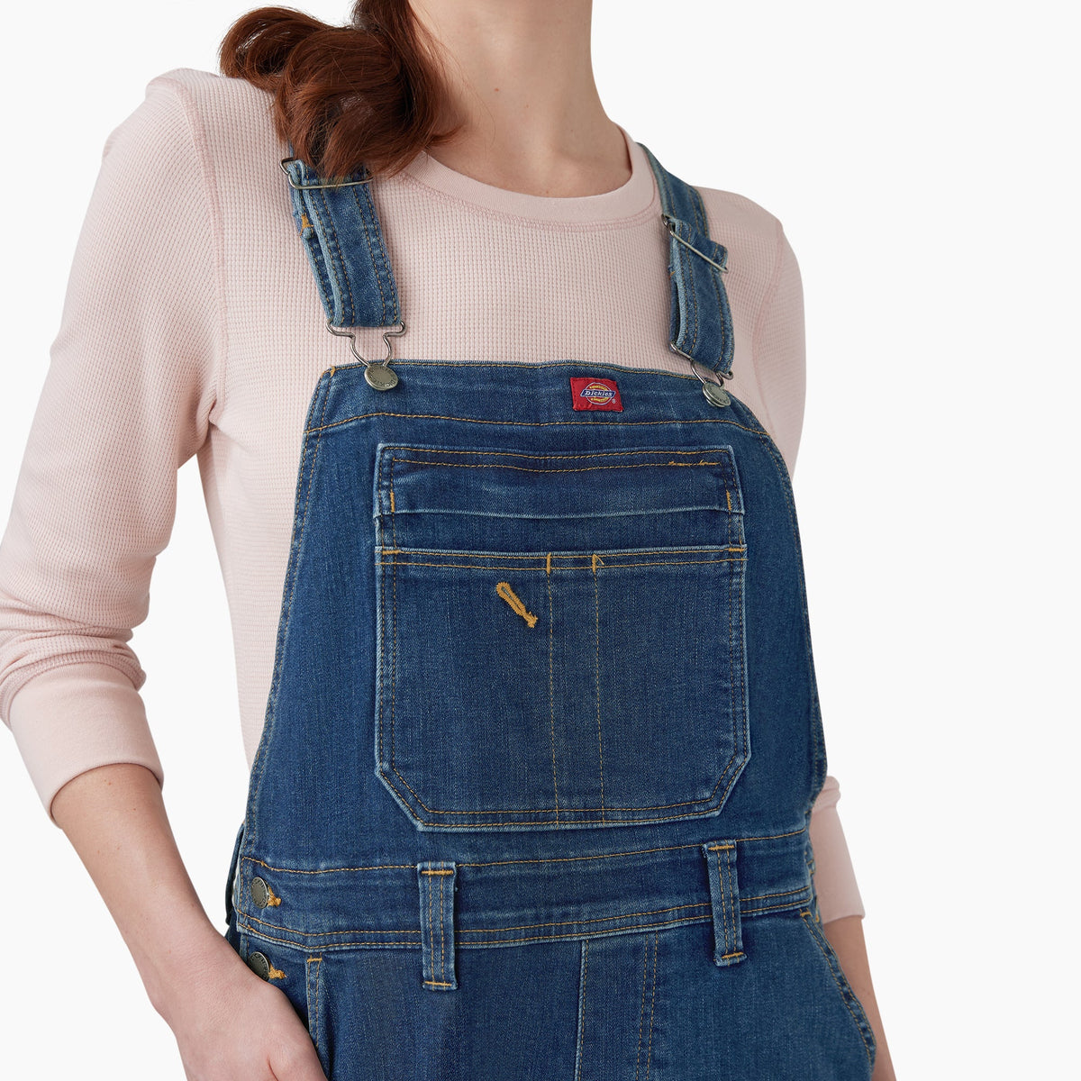 Dickies Women's Double Front Bib Overalls - Dark Stonewashed Denim (DS4)