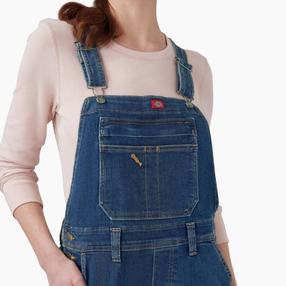 Dickies Women's Double Front Bib Overalls - Dark Stonewashed Denim (DS4)