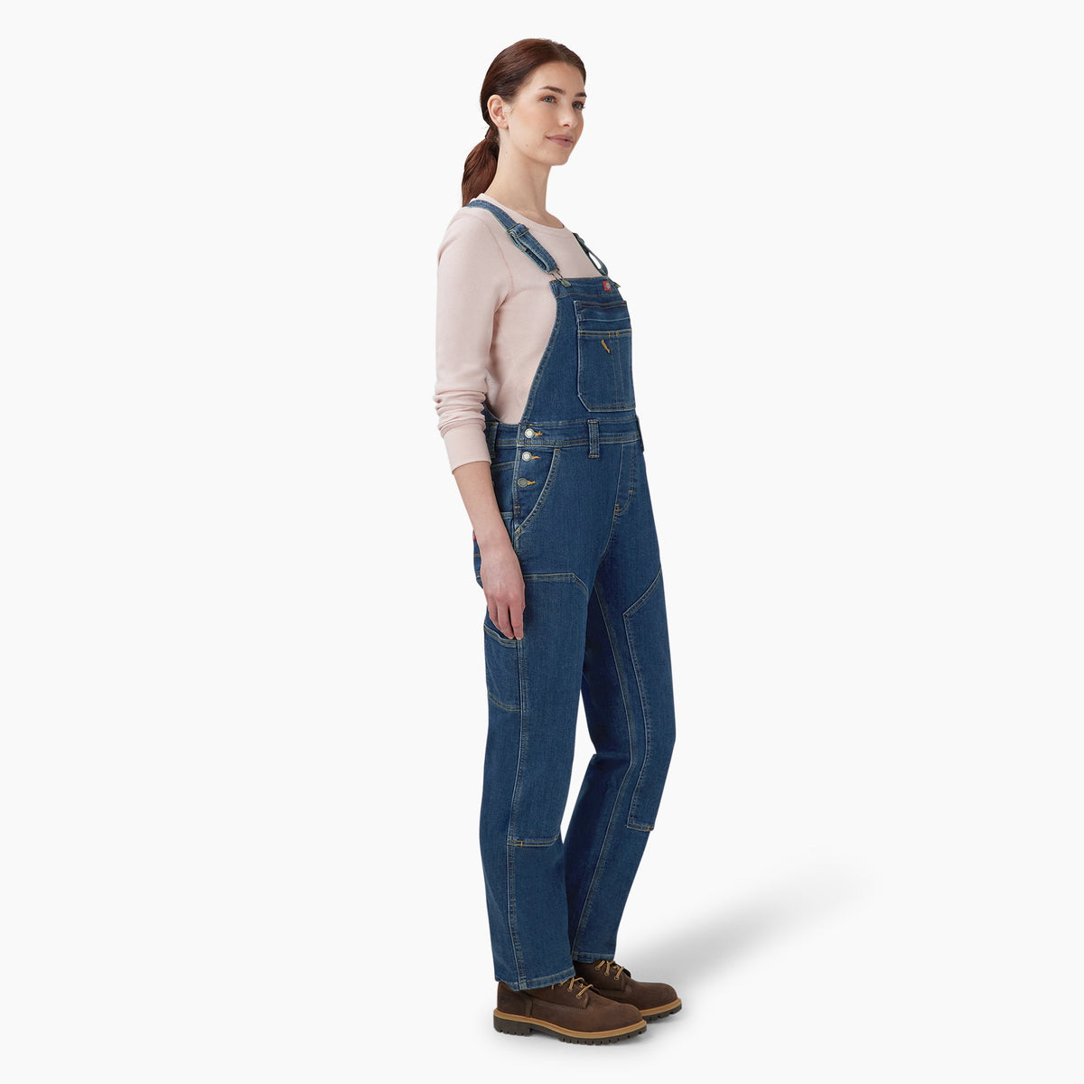 Dickies Women's Double Front Bib Overalls - Dark Stonewashed Denim (DS4)
