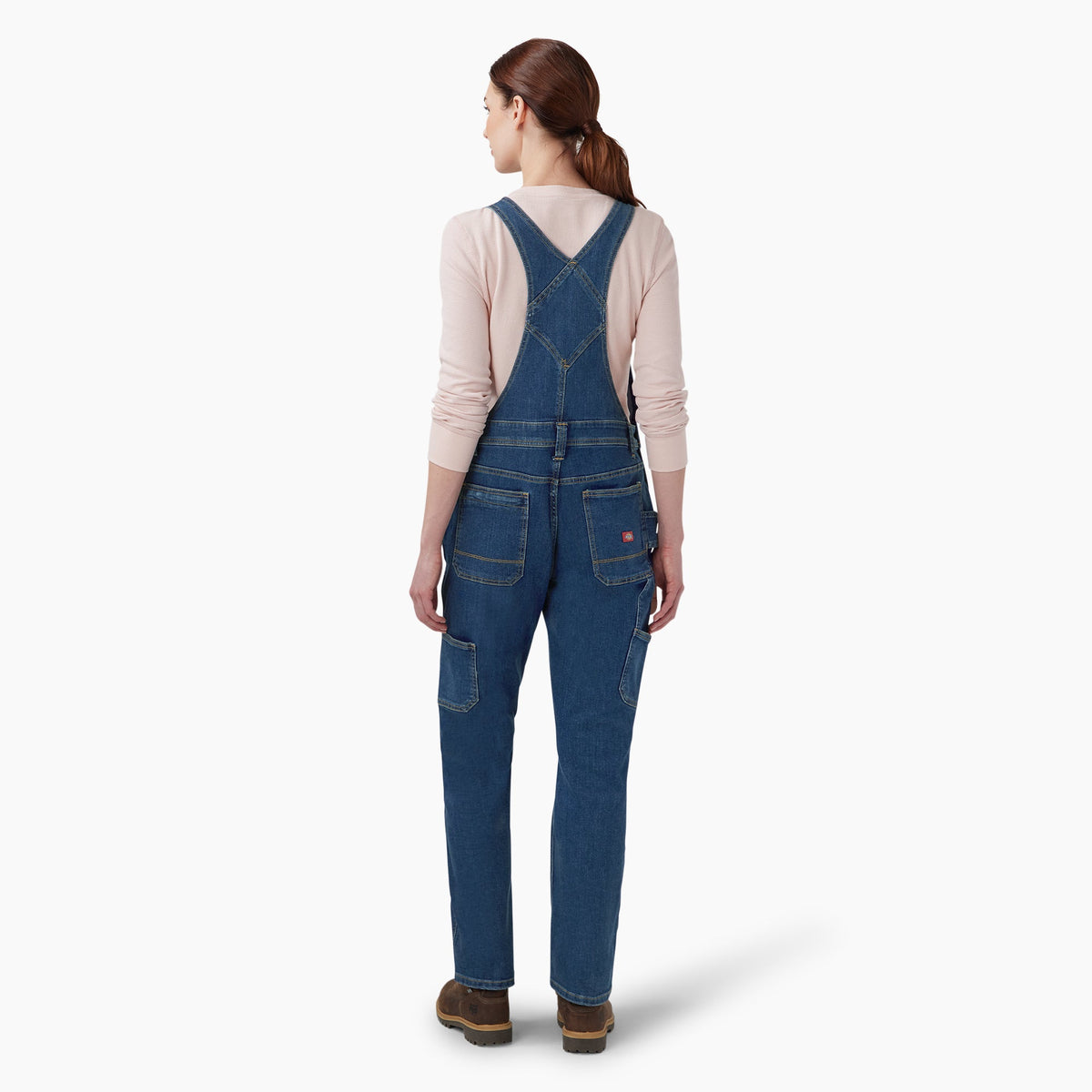 Dickies Women's Double Front Bib Overalls - Dark Stonewashed Denim (DS4)