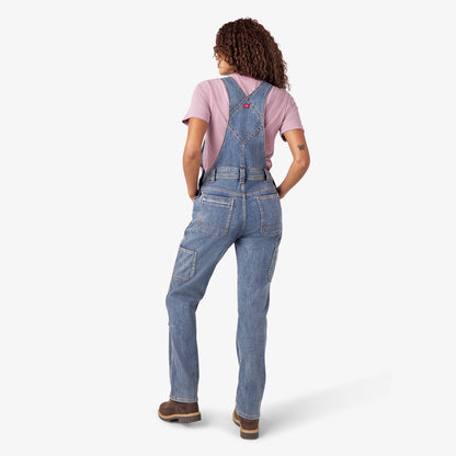 Dickies Women's Double Front Bib Overalls - Light Stonewashed Denim (LW4)