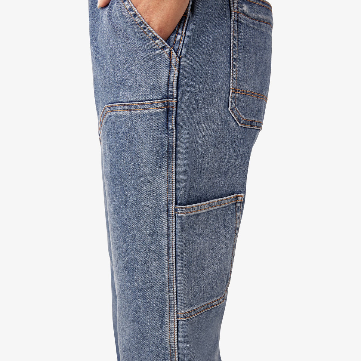 Dickies Women's Double Front Bib Overalls - Light Stonewashed Denim (LW4)