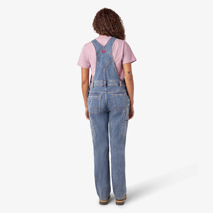 Dickies Women's Double Front Bib Overalls - Light Stonewashed Denim (LW4)