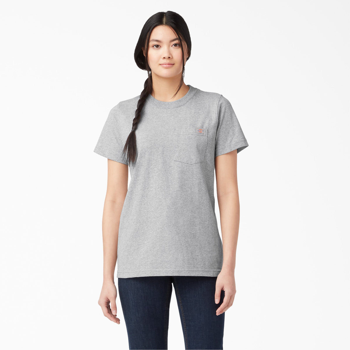 Dickies Women's Heavyweight Short Sleeve Pocket T-Shirt - Heather Gray (HG)