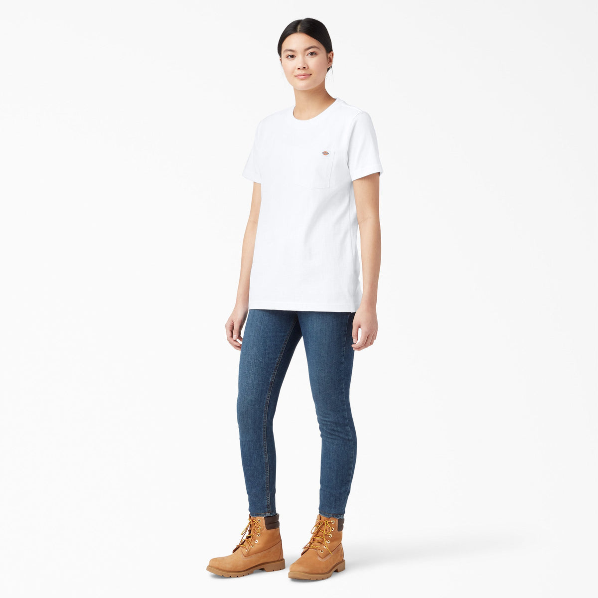 Dickies Women's Heavyweight Short Sleeve Pocket T-Shirt - White (WH)