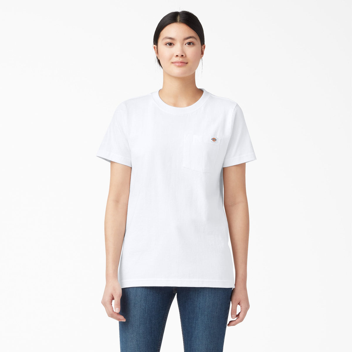 Dickies Women's Heavyweight Short Sleeve Pocket T-Shirt - White (WH)
