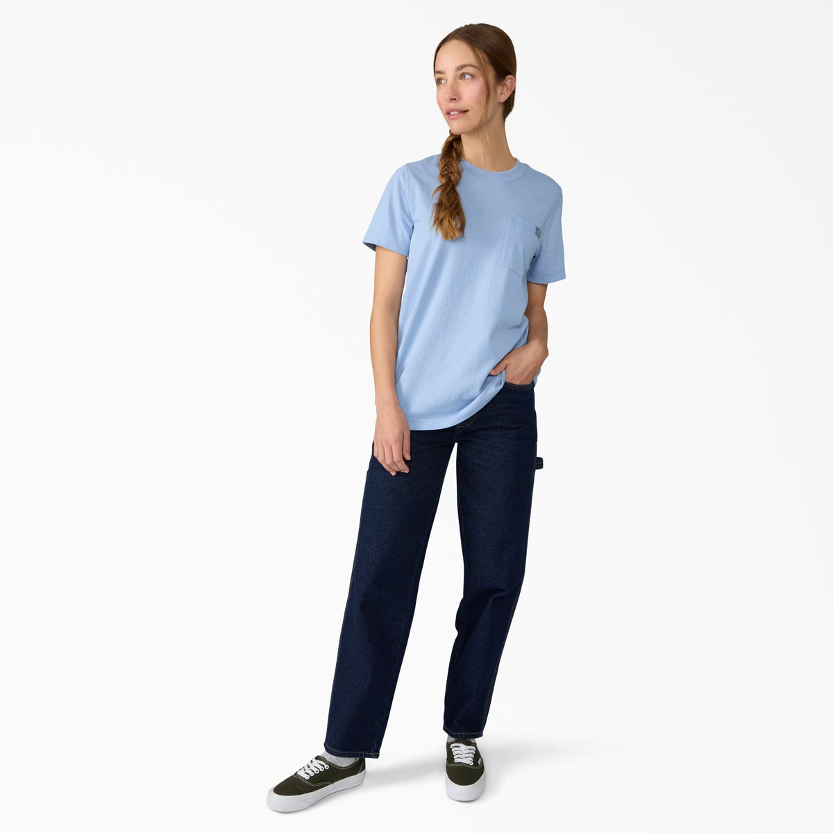 Dickies Women's Heavyweight Short Sleeve Pocket T-Shirt - Endless Sky Heather (L49)