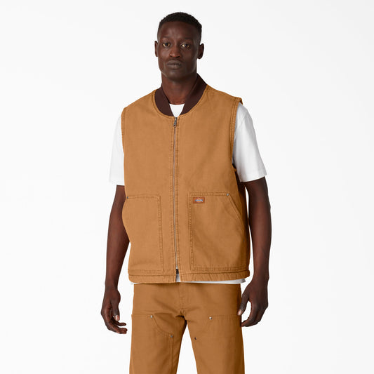 Dickies Stonewashed Duck High Pile Fleece Lined Vest - Stonewashed Brown Duck (SBD)